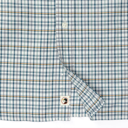 Duck Head - Long Sleeve Cotton Oxford Shirt - Dafton Plaid - Stone Blue