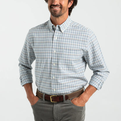 Duck Head - Long Sleeve Cotton Oxford Shirt - Dafton Plaid - Stone Blue