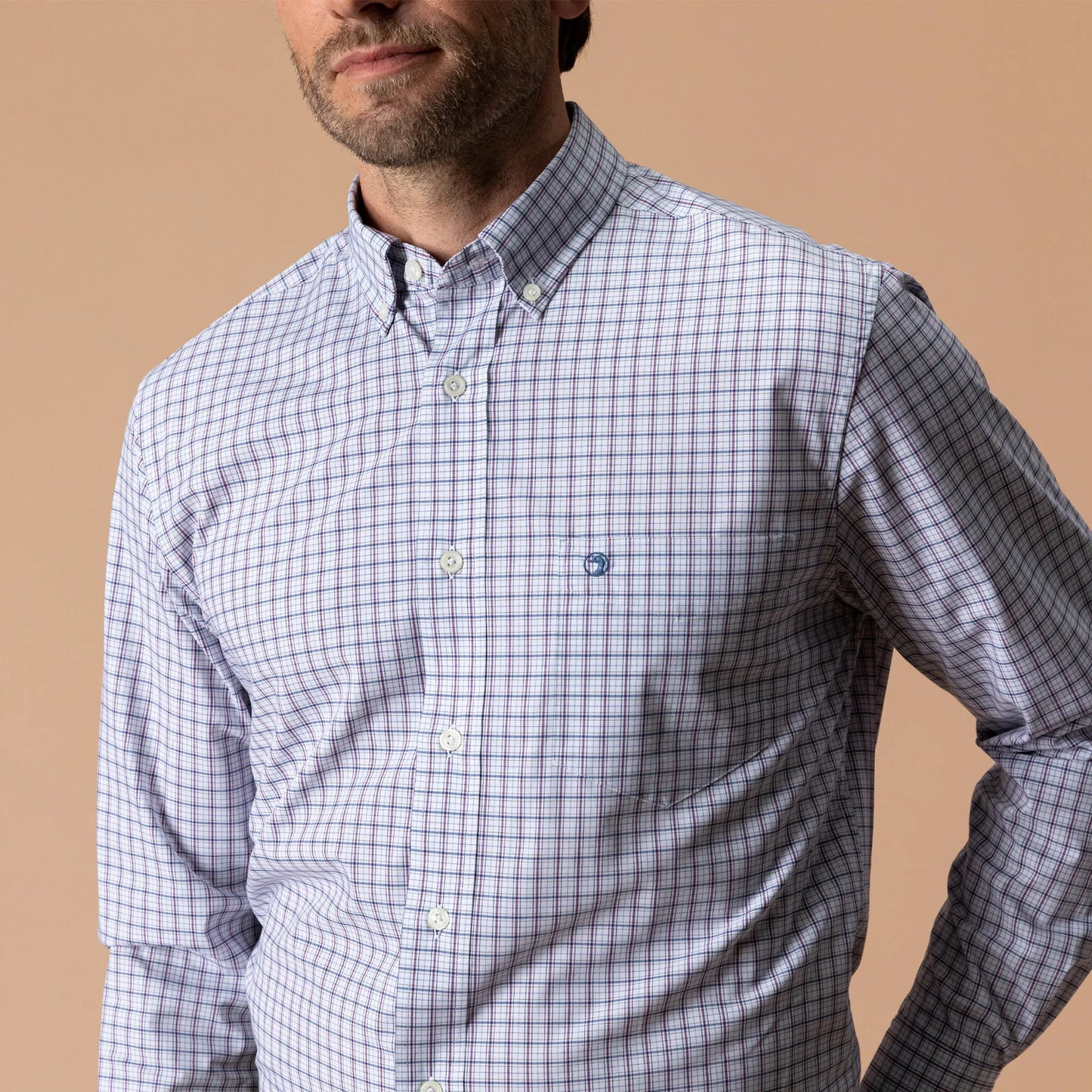Duck Head - Performance Poplin Sport Shirt - Edison Plaid - Navy Peony