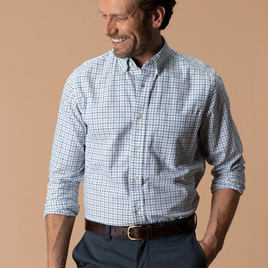 Duck Head - Long Sleeve Cotton Oxford Shirt - Kline Plaid - Hunter Green