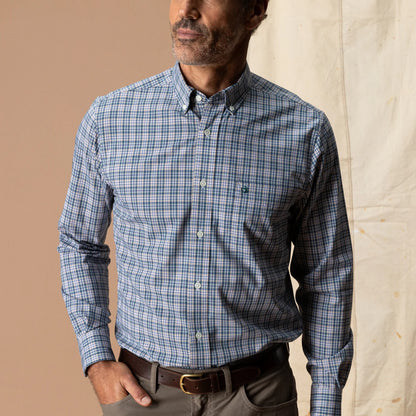 Duck Head - Performance Poplin Sport Shirt - Winstead Plaid - Navy Peony