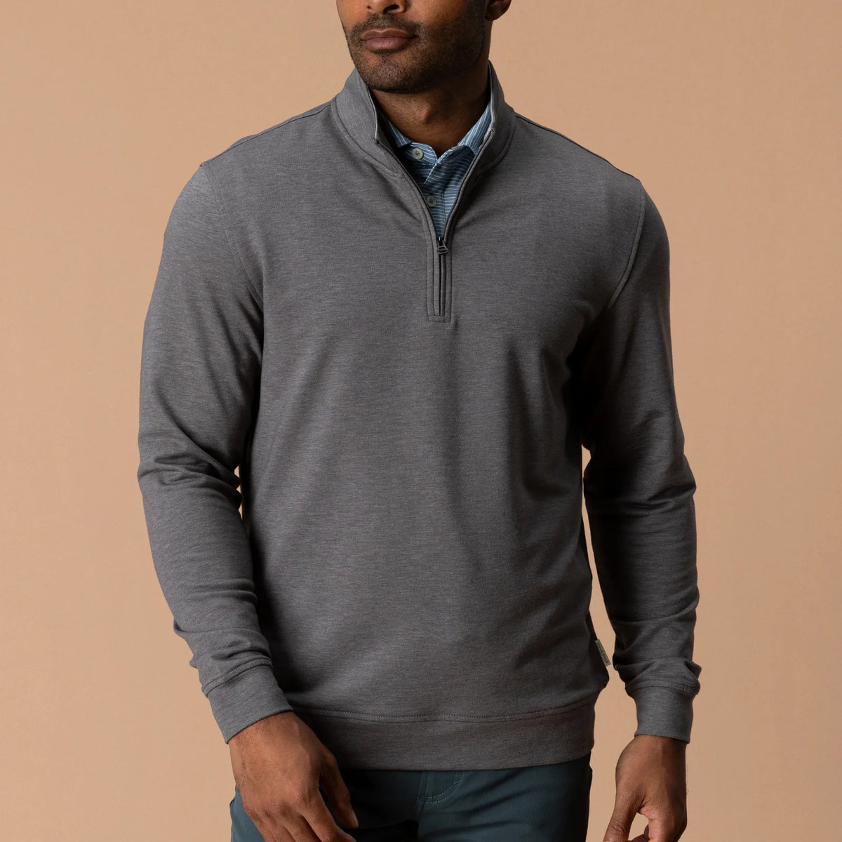 Duck Head - Long Sleeve Dunmore 1/4 Zip Pullover - Fossil Gray