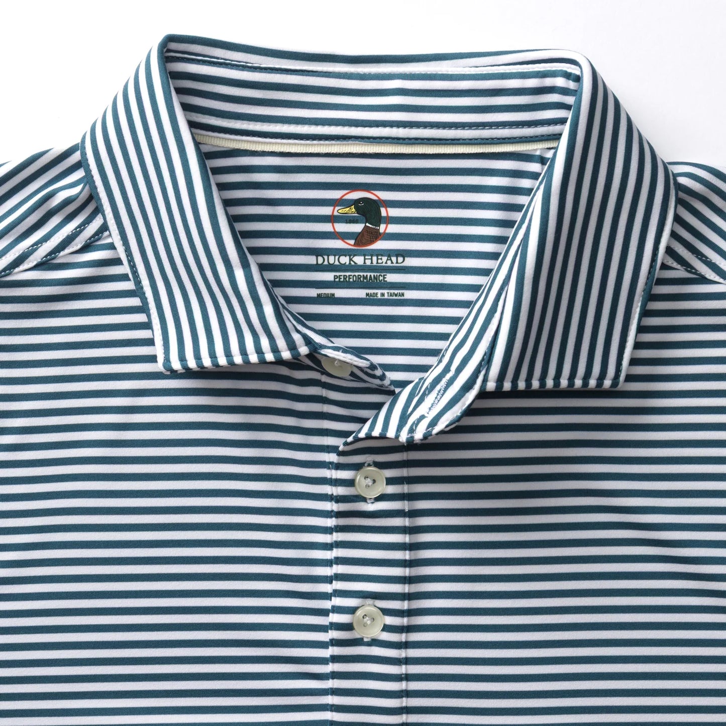 Duck Head - Long Drive Performance Polo - Kirk Stripe - Stormy Teal