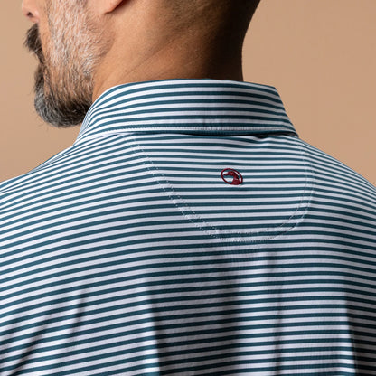 Duck Head - Long Drive Performance Polo - Kirk Stripe - Stormy Teal