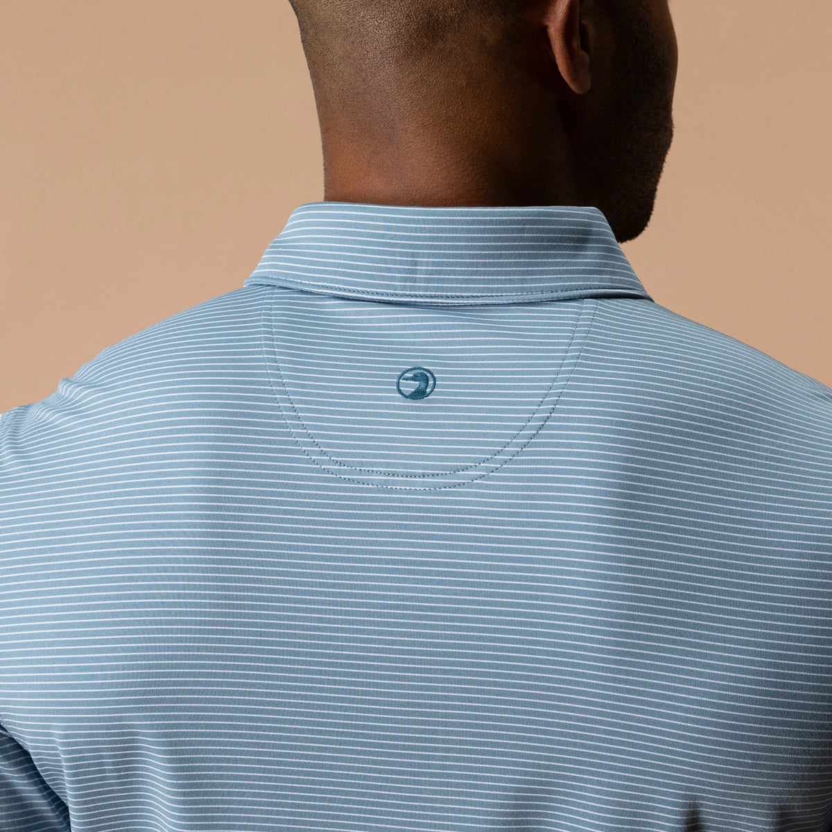 Duck Head - Long Drive Performance Polo - Whit Stripe - Windblown Sky
