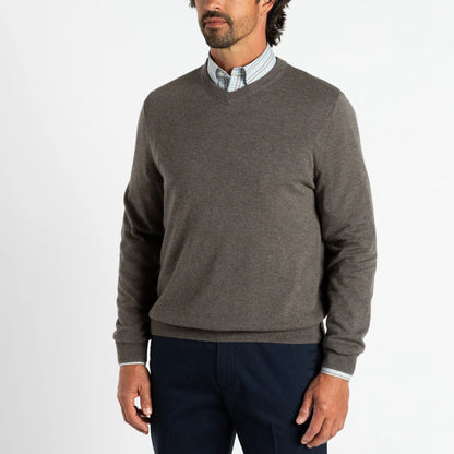 Duck Head - Buckley Merino V-Neck Sweater - Ash Brown