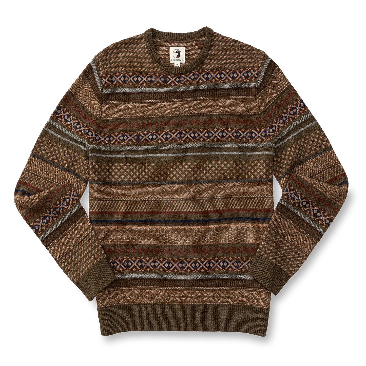 Duck Head - Birch Fair Isle Merino Crewneck Sweater - Olive Pine Heather