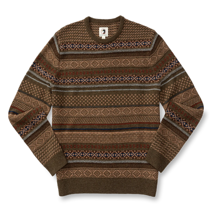 Duck Head - Birch Fair Isle Merino Crewneck Sweater - Olive Pine Heather