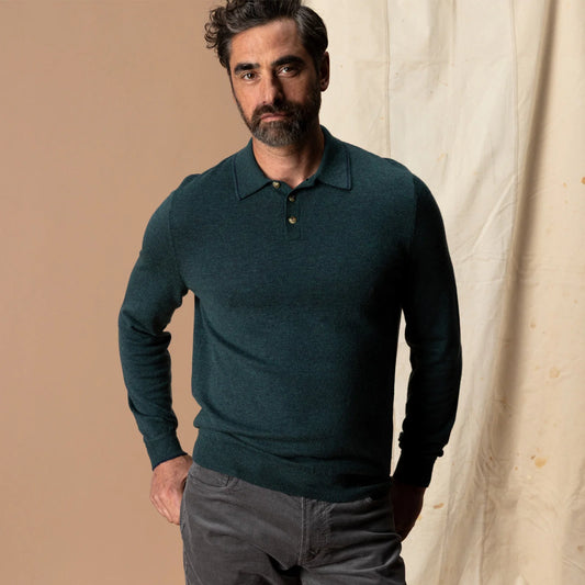 Duck Head - Jonas Merino Polo Sweater - Pine Grove Heather