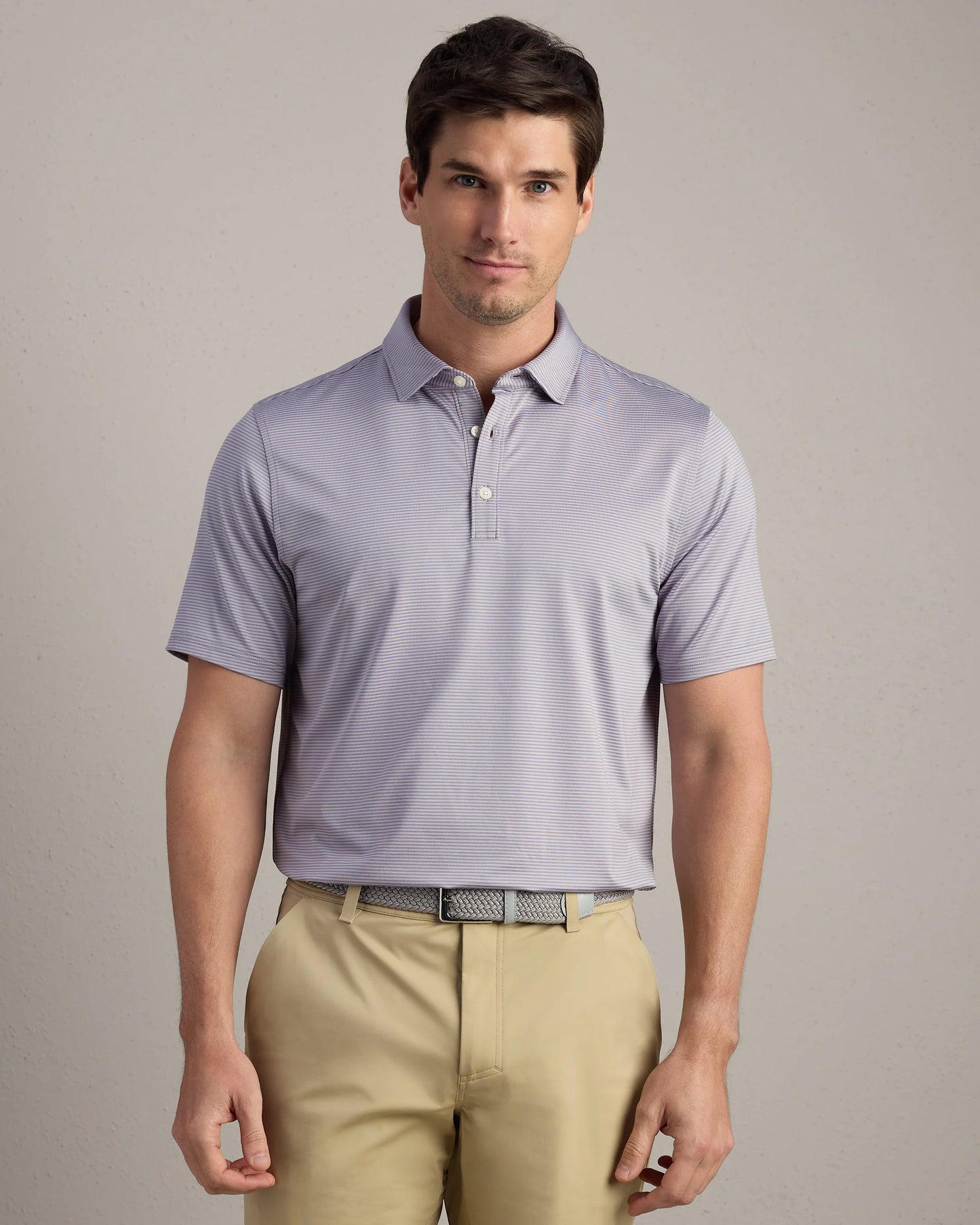 Rhone - Drive Time Polo - Purple Smoke Stripe