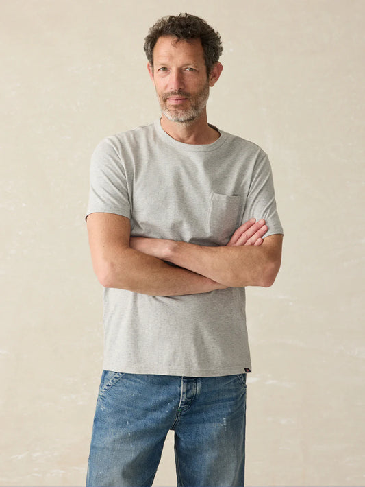 Faherty - Sunwashed Pocket Tee - Heather Grey