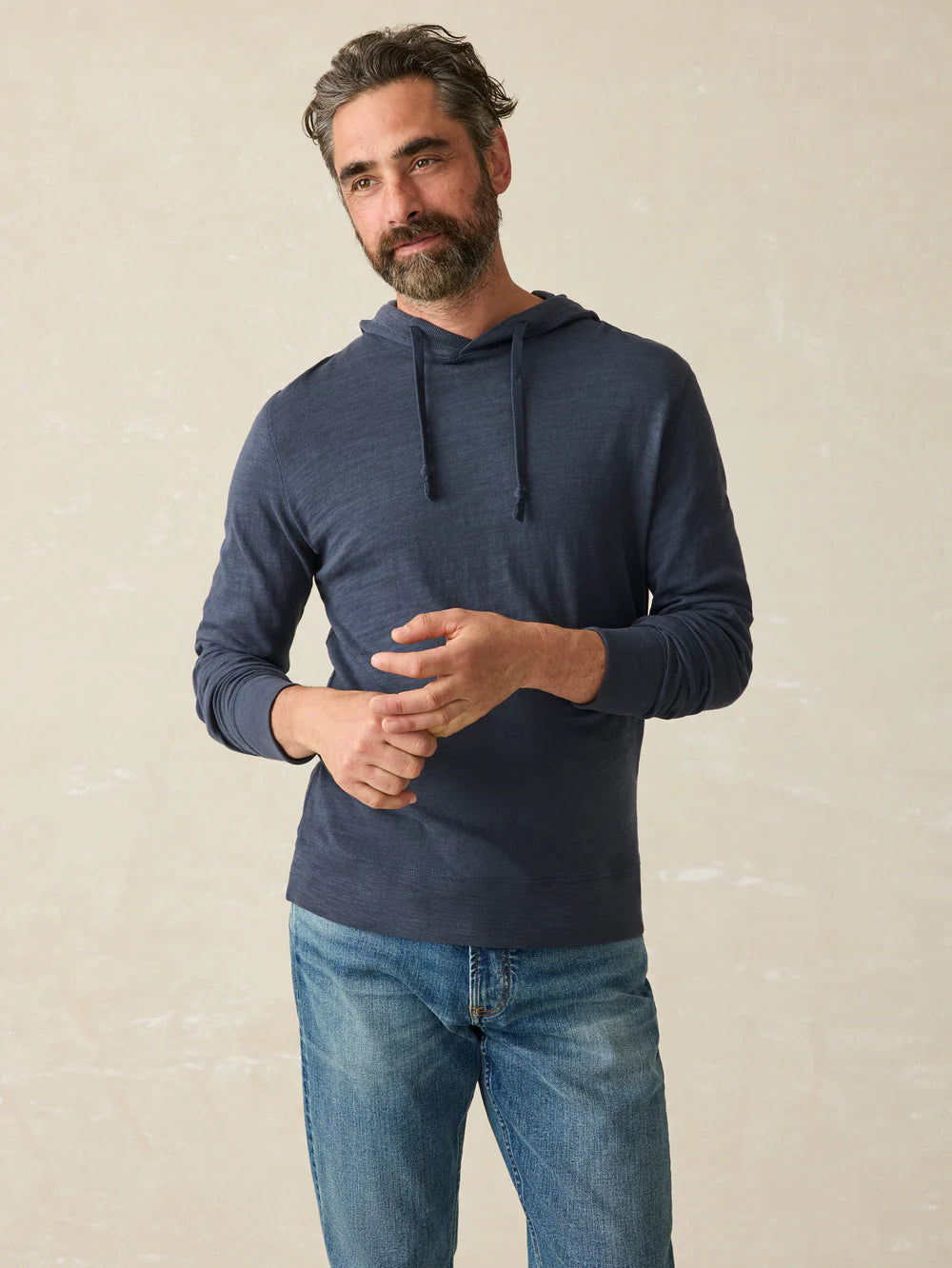 Faherty - Sunwashed Slub Hoodie - Blue Nights