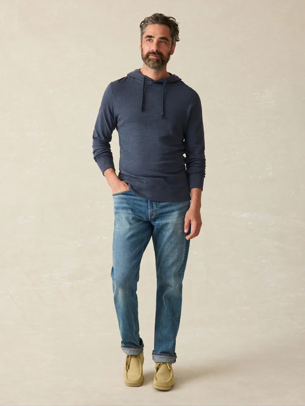 Faherty - Sunwashed Slub Hoodie - Blue Nights