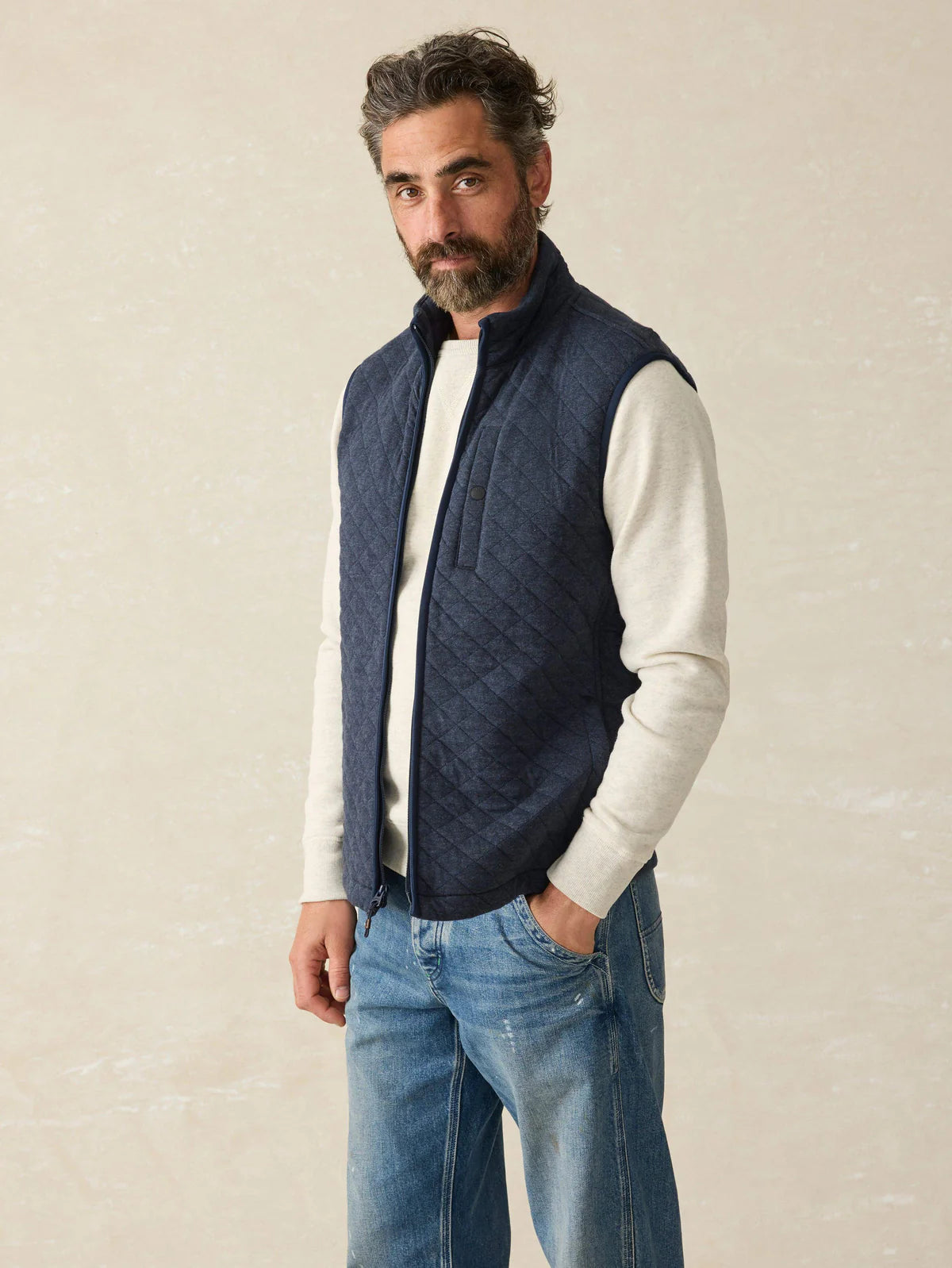 Faherty - Epic Quilted Fleece Vest - Navy