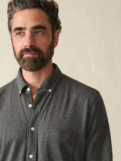 Faherty - Coastline Knit Shirt - Charcoal Heather Twill