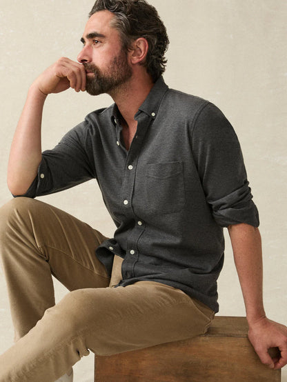 Faherty - Coastline Knit Shirt - Charcoal Heather Twill