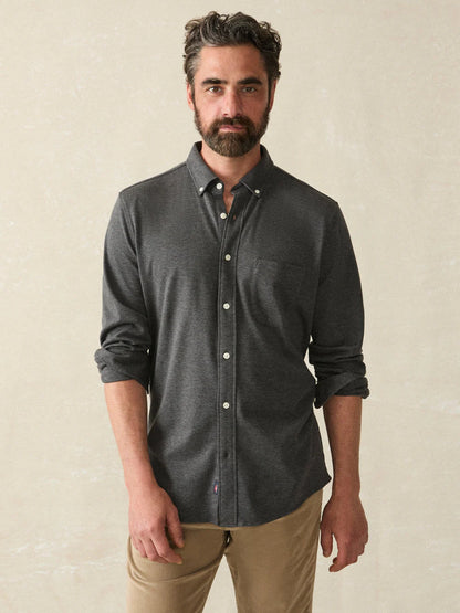 Faherty - Coastline Knit Shirt - Charcoal Heather Twill