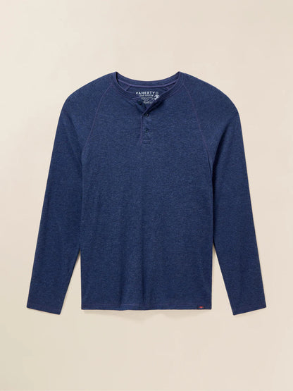 Faherty - Long Sleeve Cloud Henley - Baltic Navy Heather