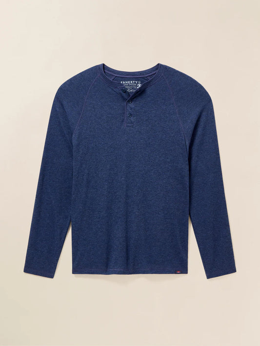 Faherty - Long Sleeve Cloud Henley - Baltic Navy Heather
