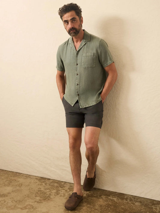 Faherty - Short Sleeve Hemp Blend Shirt - Olive Dusk