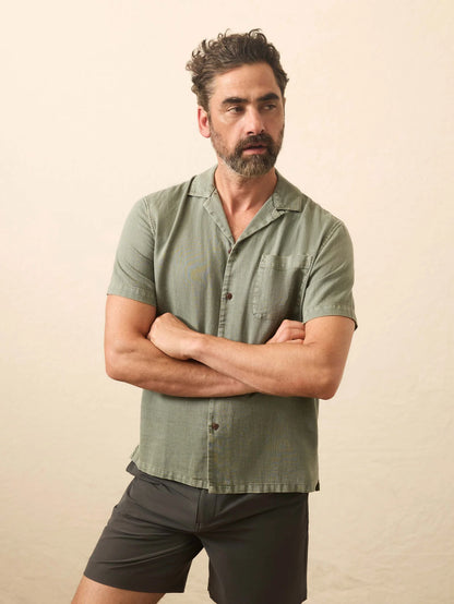 Faherty - Short Sleeve Hemp Blend Shirt - Olive Dusk