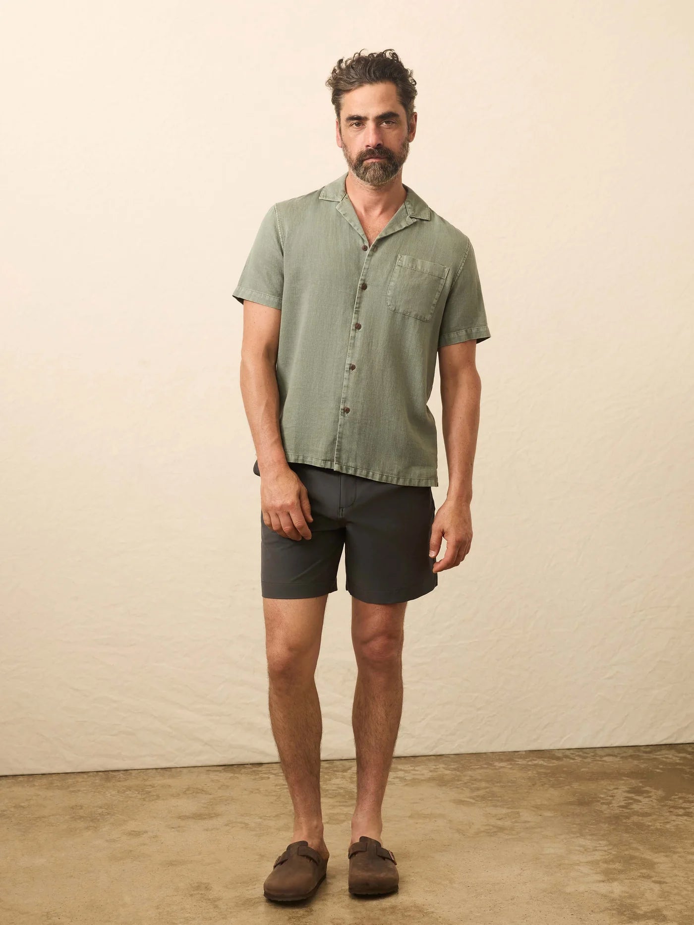 Faherty - Short Sleeve Hemp Blend Shirt - Olive Dusk
