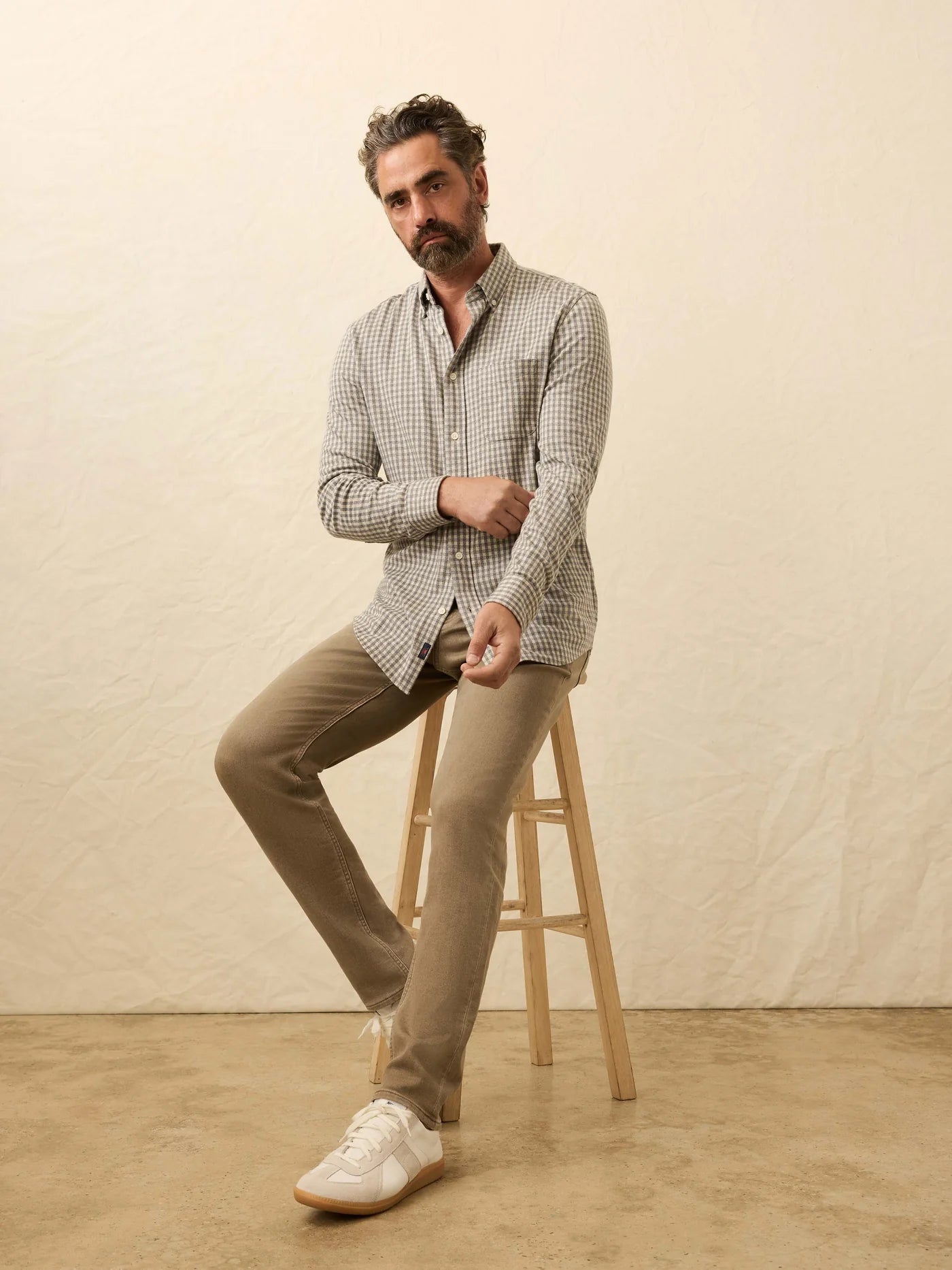Faherty - Coastline Knit Shirt - Fox Grey Gingham