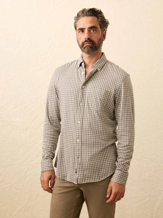 Faherty - Coastline Knit Shirt - Fox Grey Gingham