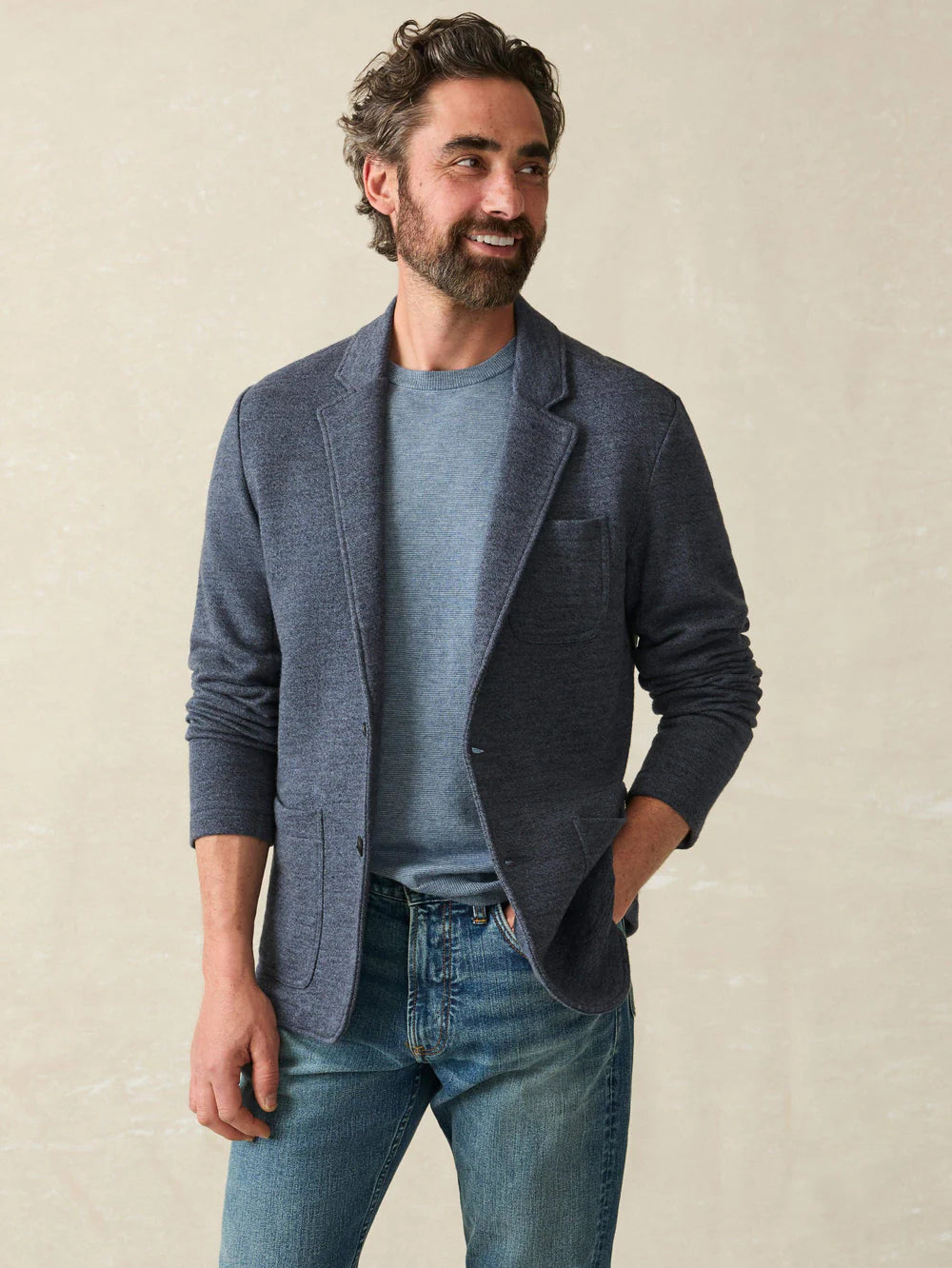 Faherty - Inlet Knit Blazer - Deep Navy Melange