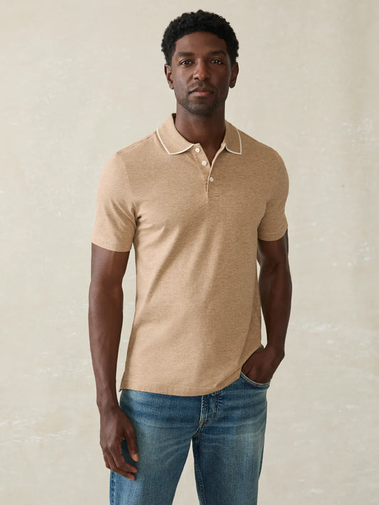 Faherty - Short Sleeve Movement Pique Polo - Driftwood Island Heather