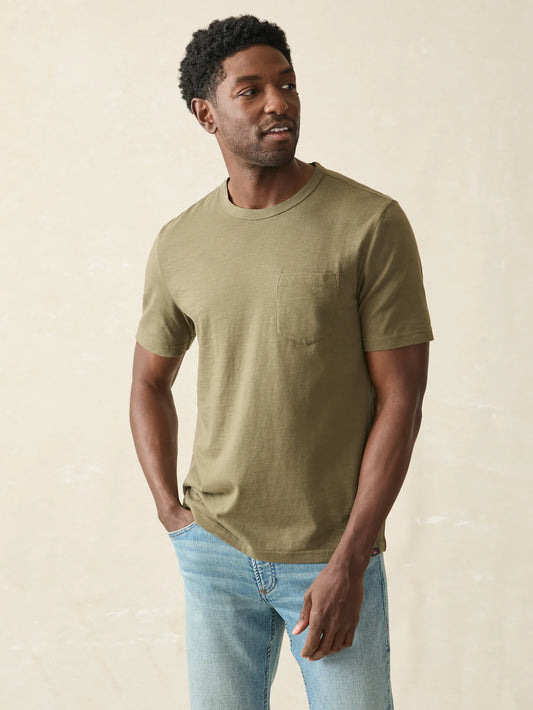Faherty - Sunwashed Pocket Tee - Olive