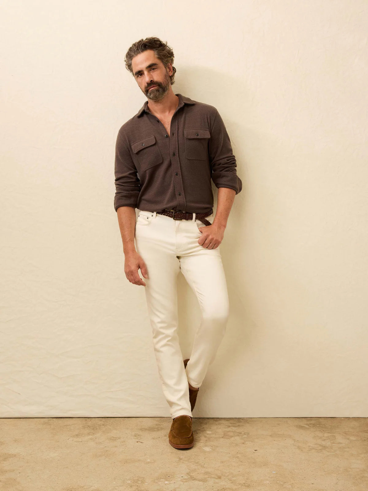 Faherty - Stretch Terry 5-Pocket Pant - Egret