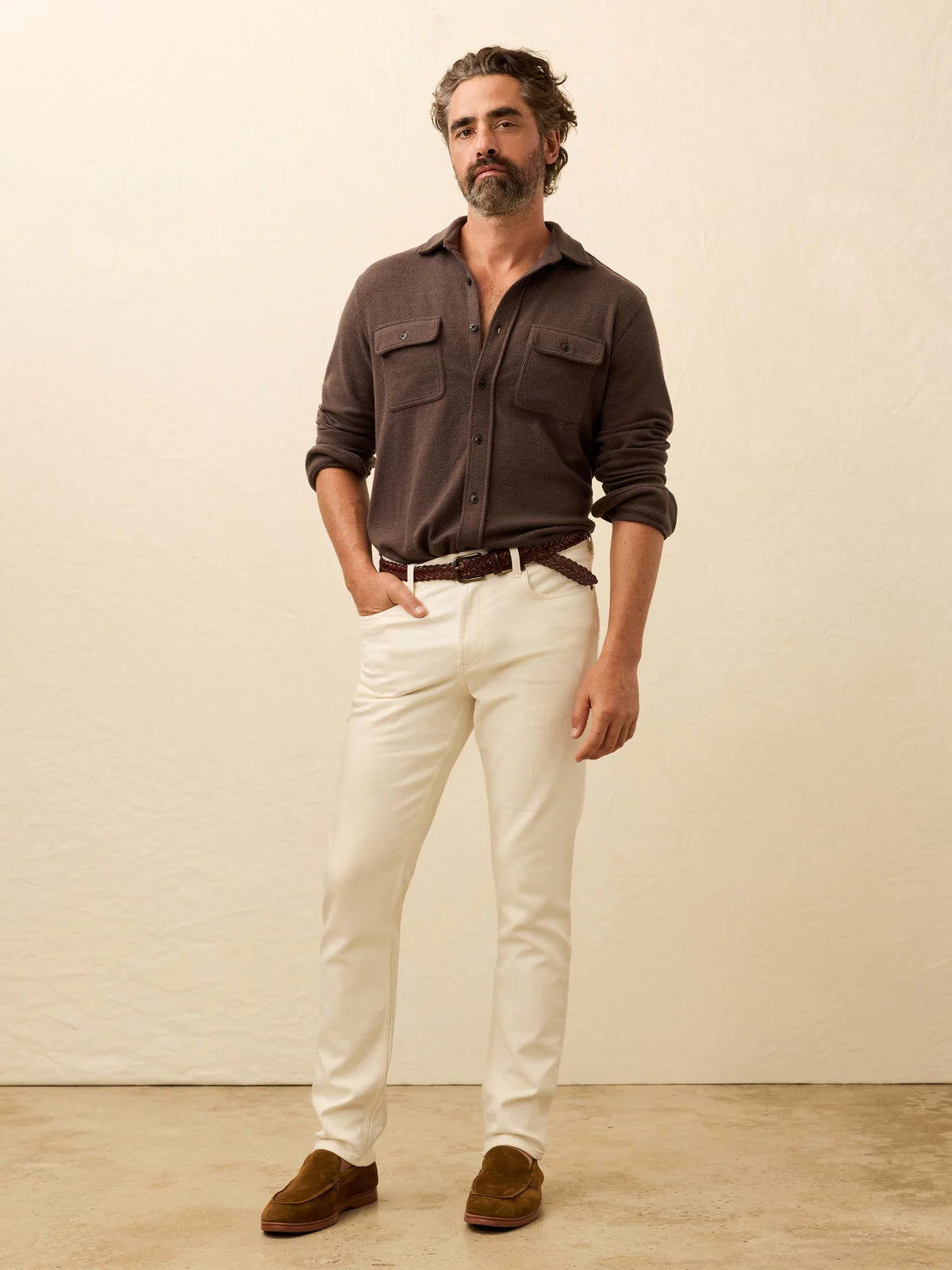 Faherty - Stretch Terry 5-Pocket Pant - Egret