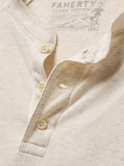 Faherty - Long Sleeve Cloud Henley - Ivory Heather