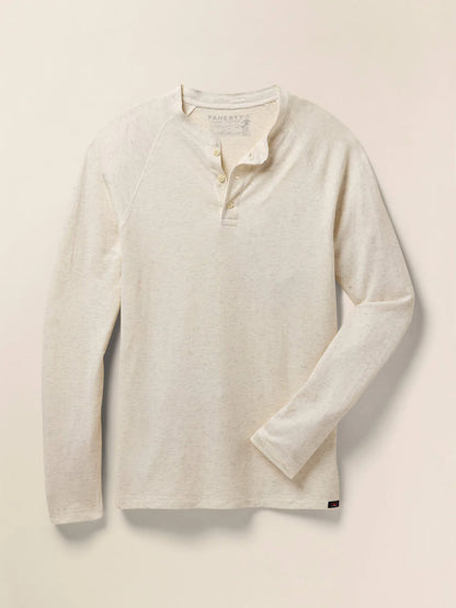 Faherty - Long Sleeve Cloud Henley - Ivory Heather