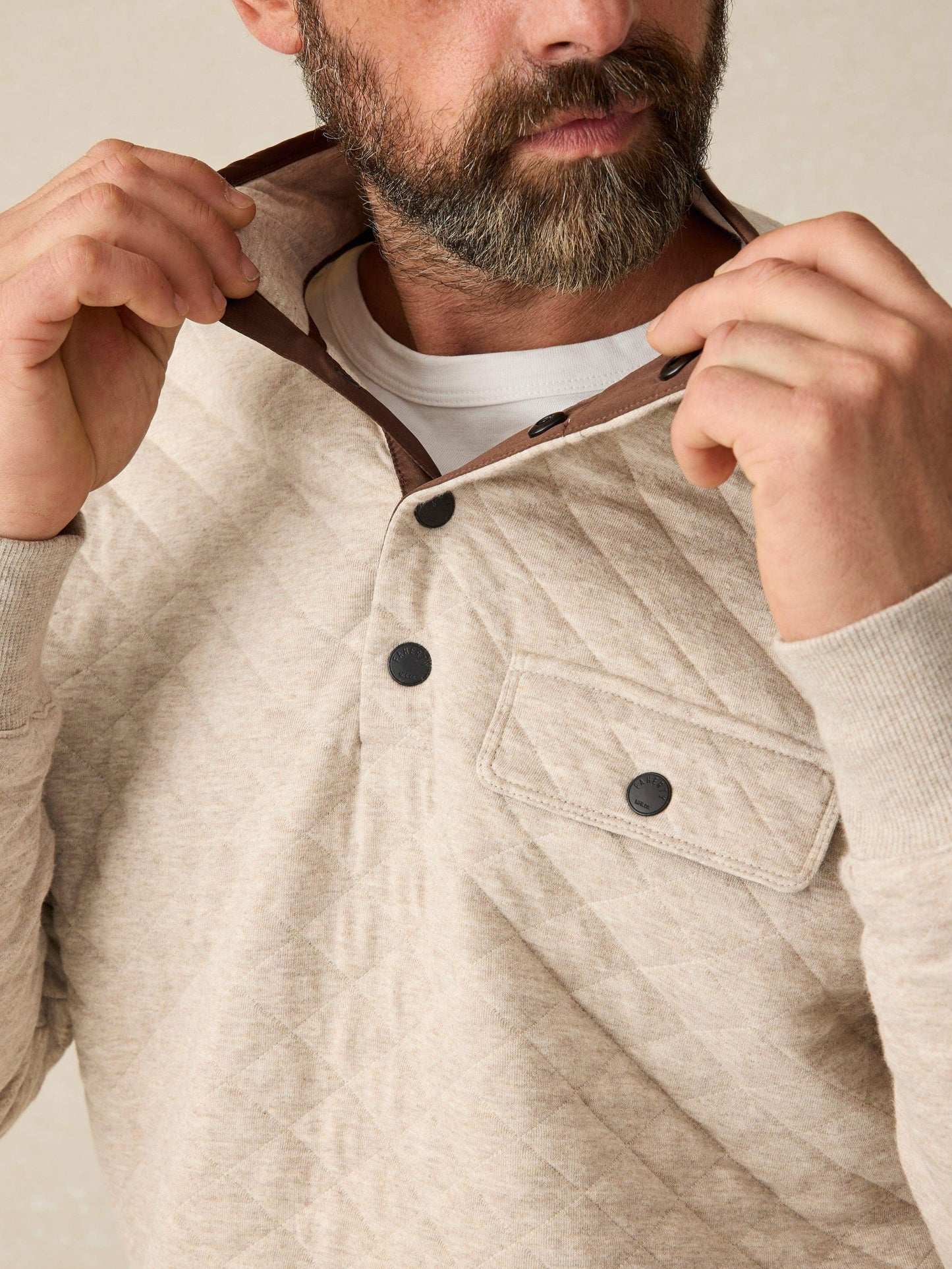 Faherty - Epic Quilted Fleece Pullover - Oatmeal Melange