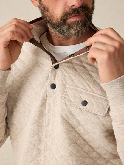 Faherty - Epic Quilted Fleece Pullover - Oatmeal Melange