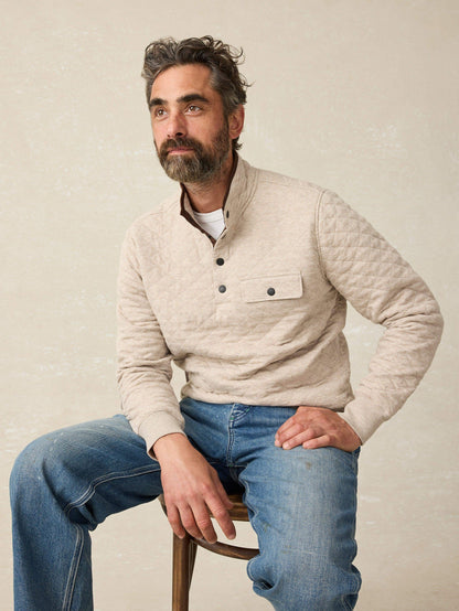 Faherty - Epic Quilted Fleece Pullover - Oatmeal Melange