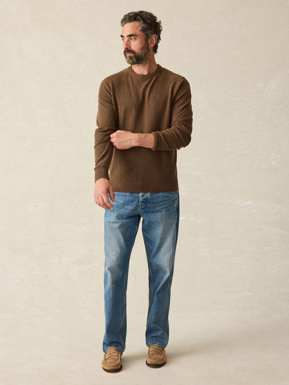 Faherty - Jackson Crew Sweater - Trail Brown Heather