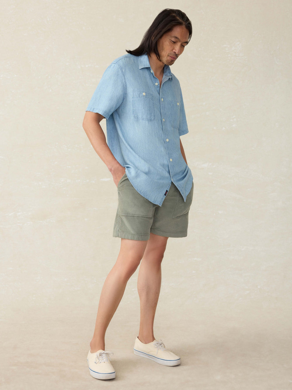 Faherty - Short Sleeve Tried & True Chambray Shirt - Vintage Indigo