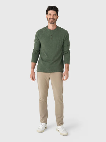 Faherty - Long Sleeve Cloud Henley - Deep Fern Heather