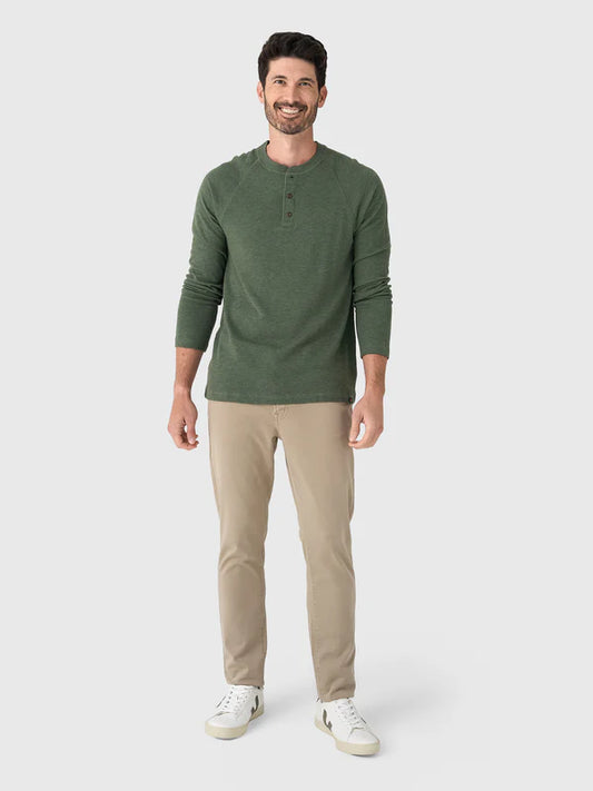 Faherty - Long Sleeve Cloud Henley - Deep Fern Heather