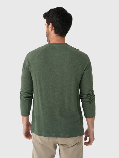 Faherty - Long Sleeve Cloud Henley - Deep Fern Heather