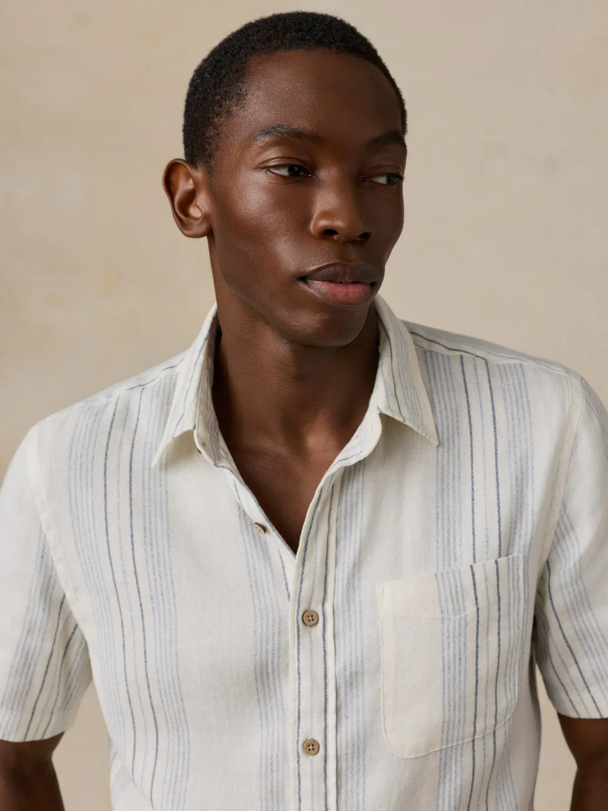Faherty - Ss Breeze Shirt - River Shore Stripe