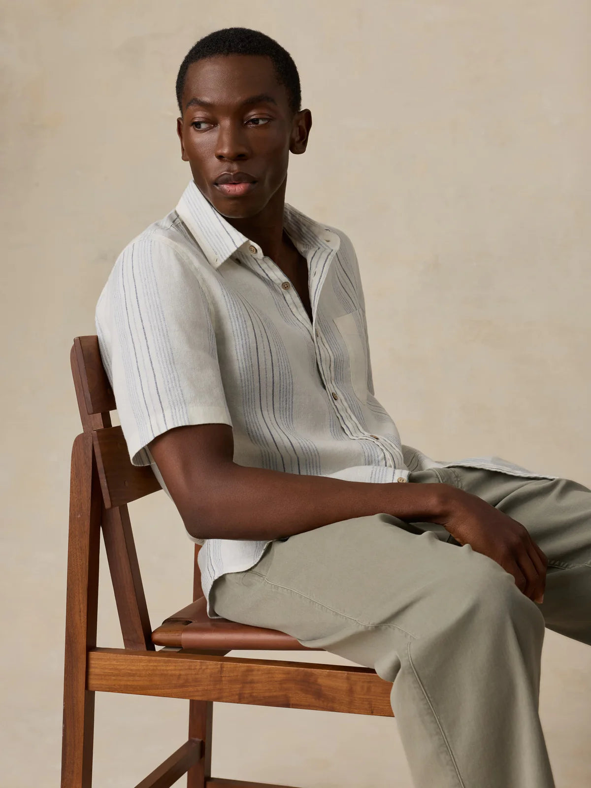Faherty - Ss Breeze Shirt - River Shore Stripe