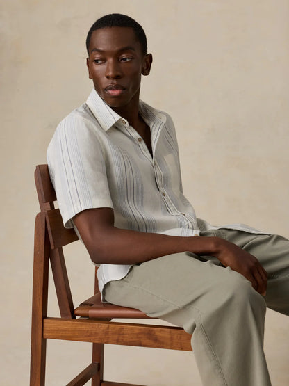 Faherty - Ss Breeze Shirt - River Shore Stripe