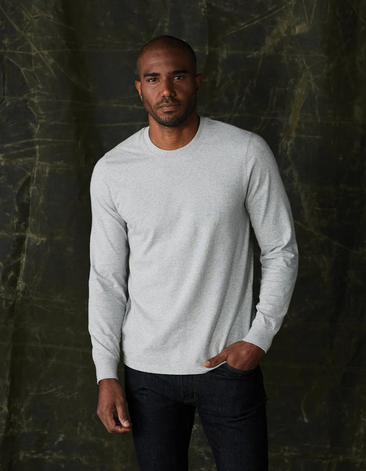 The Normal Brand - Lennox Jersey Long Sleeve Tee - Heather Grey