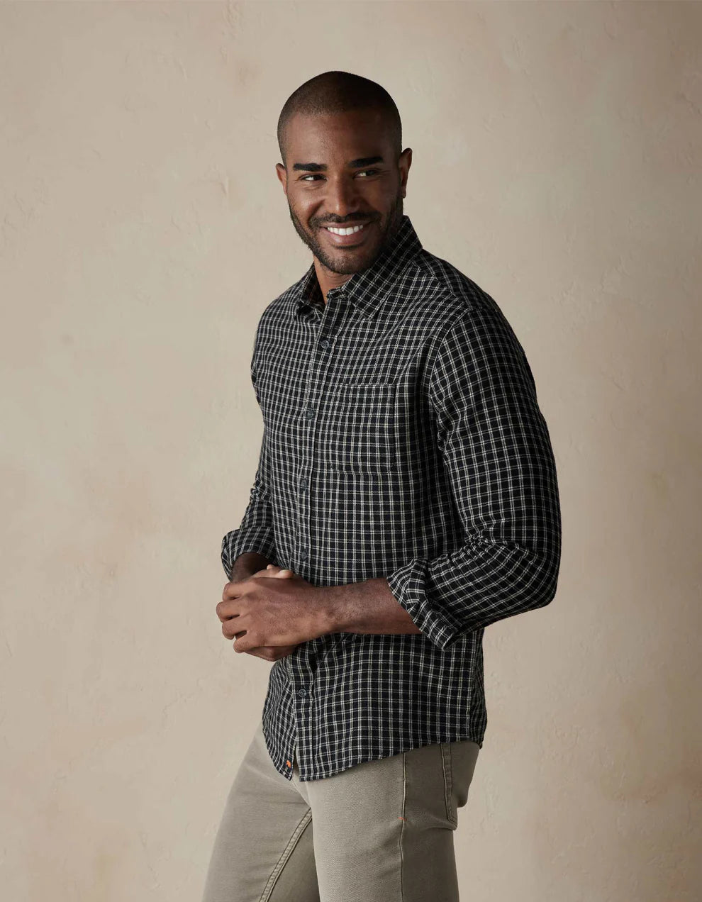 The Normal Brand - Nikko Button Up Shirt - Black Plaid