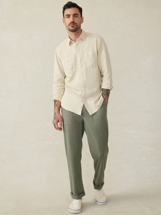 Faherty - The Tried & True Chambray Workshirt - Coastal Cream