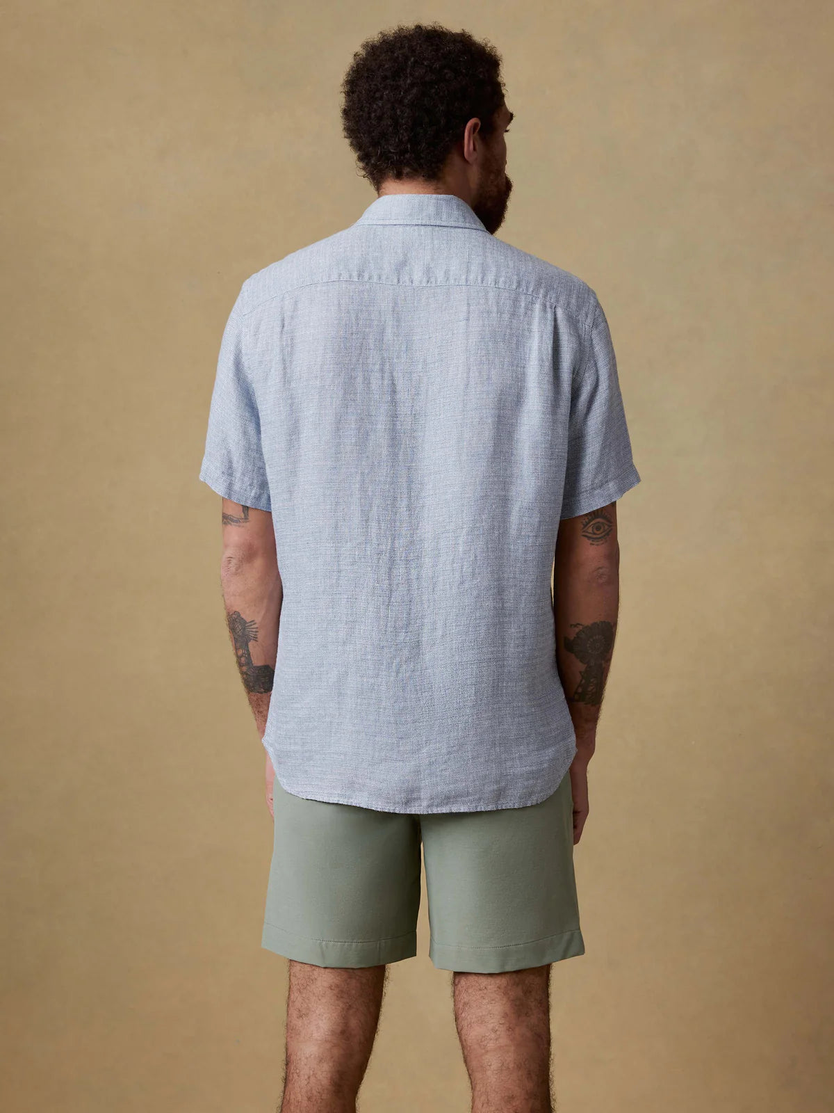 Faherty - Ss Palma Linen Shirt - Blue Basketweave